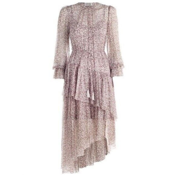 $1150 ZIMMERMANN Silk Long Dress AU 2 / US 8 brown - Picture 2 of 9